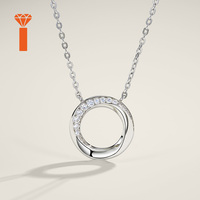 Magnifique Collier Ras du Cou pour Femme en Argent 925 Plaqué Rhodium avec Moissanite Éternelle en Cercle, Demi-Pavé Entrelacé de Haute Qualité