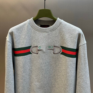 Sudadera de cuello redondo de algodón tejido con logo bordado de letras y hebilla, versión de alta gama transfronteriza 25S, GG y LL, camiseta VV - Product Image 4