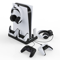 RGB-Kühl ständer mit Dual-Controller-Ladestation Kopfhörer haken Game Storage Rack-Kühl station für PS5-Konsolenhalter