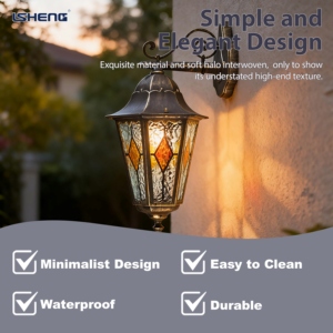 Châu Âu-Phong Cách Mô Hình Cổ Nhôm Kính Pin-Powered Điều Khiển Từ Xa Thay Đổi Độ Sáng LED Tường Cho Biệt Thự Sân Vườn Bên Ngoài - Product Image 4