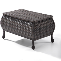 Table d'appoint en osier en gros, table de rangement en rotin pour extérieur, table basse de patio pour jouets et outils de jardin