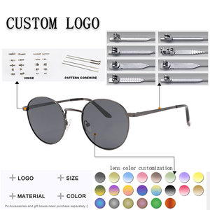 <b>Round</b> <b>Sunglasses</b> Full Rim Metal <b>Frame</b> Brown Lenses UV400 Protection Unisex Adult Sun Protection - Product Image 2