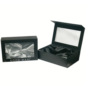 2025 sang trọng mới lạ nam châm đóng cửa gấp Hộp Quà Tặng tóc giả màu đen hộp với cửa sổ rõ ràng hộp giấy mỹ phẩm - Product Image 4