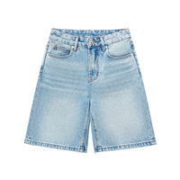 Shorts en jean taille mi-haute pour femme, délavage clair, 100% coton, coupe large, ourlet brut, décontracté d'été, vente en gros