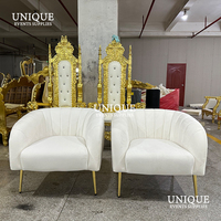 Élégant ensemble de canapés de mariage en velours beige et acier inoxydable doré, forme en L, mousse haute densité, pour salle à manger commerciale et hôtel