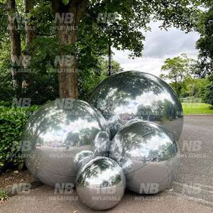 Bola de espejo plateada, bolas grandes y brillantes inflables, globo de fiesta de discoteca gigante, decoración de eventos de Navidad, esfera de espejo grande de PVC reflectante - Product Image 2