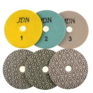Tampon de <span class=keywords><strong>polissage</strong></span> flexible JDK 4 pouces 3 étapes pour utilisation humide et sèche sur sols, granit, quartz, marbre, pierre d'ingénierie, personnalisable OEM 100 MM - Product Image 1