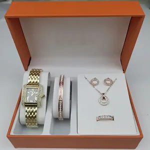 Sang Trọng Của Phụ Nữ Thạch Anh Đồng Hồ Thiết Lập Kim Cương Vuông Thép Ban Nhạc Cá Nhân Hàn Quốc Phiên Bản Thép Không Gỉ Dây Đeo Hợp Kim Con Trỏ - Product Image 4