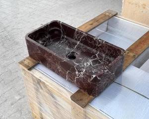Lavabo Flotante de Mármol Natural de Lujo, Lavabo Integrado de Piedra, Encimera de Baño Acanalada Montada en la Pared, Personalizado OEM ODM - Product Image 2
