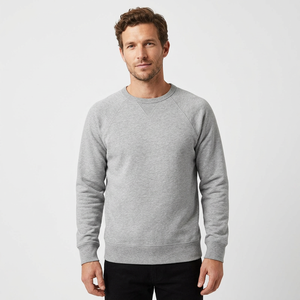 <b>Men's</b> Raglan Sleeve Crew Neck <b>Sweatshirt</b> Solid <b>Grey</b> Long Sleeve Regular Fit Casual Pullover Top 100% Cotton Breathable Winter - Product Image 1