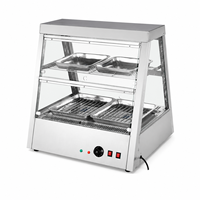 Vitrine chauffante électrique professionnelle en acier inoxydable avec comptoir en verre pour la présentation alimentaire et le service de restauration