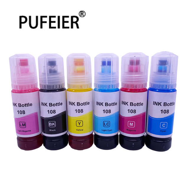 70ML Bottle 108 Refill Dye Ink Kits Compatible for Epson L8058 L8050 L18050 Inkjet Printer Printing Dye Based Ink