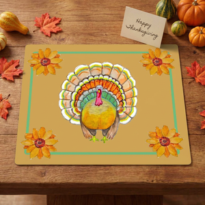 Tapete de Mahjong Americano con Ilustración Original de Acción de Gracias, Colección de Diseñador, Motivo de Pavo en Acuarela, Tapete de Juego Silencioso de Lujo - Product Image 4