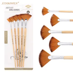 Xin Bowen sanat malzemeleri toptan sanatsal boya fırçaları 5 adet set çift renkli naylon saç Fan şekli fishtail kalem