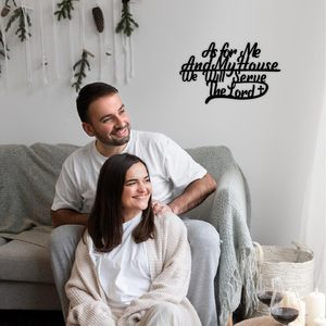 Yo y mi <span class=keywords><strong>casa</strong></span> serviremos al Señor, decoración <span class=keywords><strong>de</strong></span> pared <span class=keywords><strong>de</strong></span> metal, versículos bíblicos, arte <span class=keywords><strong>de</strong></span> pared, escritura religiosa <span class=keywords><strong>cristiana</strong></span> para el hogar - Product Image 2