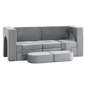 Sofá Modular de Tela para Bebés, Sofá Seccional Compresible, Sofá de Bloques de Espuma de Alta Densidad para Niños, Sofá Moderno de Tela - Product Image 1