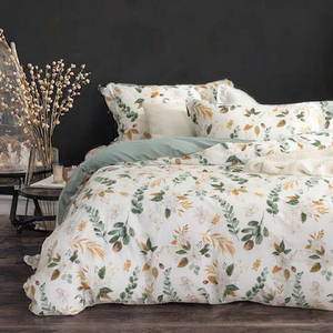 Bettbezug 140x200cm 100% Gewaschene Baumwolle Oeko-TEX Zertifiziert Salbeigrünes Blumenmuster Bettwäsche-Set 1 Kissenbezug Hergestellt in China - Product Image 5