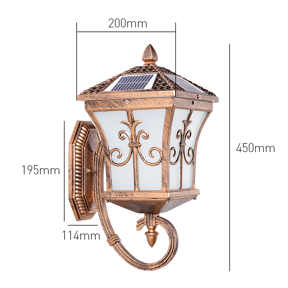 Садовый Бронзовый наружный настенный светильник, солнечный большой винтажный китайский настенный светильник