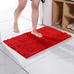 Tapis de salle de bain en chenille de grande taille Tapis de bain Tapis de baignoire Lit Pieds latéraux Tapis de sol de toilette Paillasson de cuisine antidérapant Couleur unie - Product Image 4