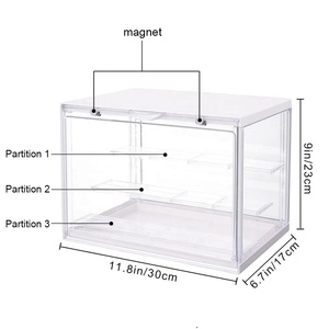 Vitrine d'exposition en acrylique LED sans fil, empilable, transparente, anti-poussière, avec porte magnétique pour figurines d'action - Product Image 2
