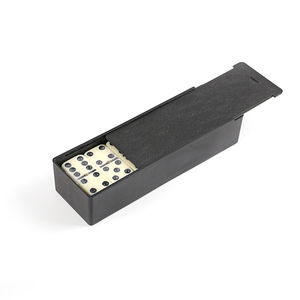 Jeu de dominos double six en mélamine ivoire personnalisé, dominos de tournoi <span class=keywords><strong>à</strong></span> points noirs avec boîte en plastique vierge, étui en PVC - Product Image 2