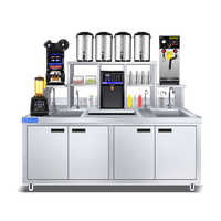 Ensemble complet d'équipement pour salon de thé au lait sur mesure, comptoir de préparation en acier inoxydable, réfrigérateur pour boissons pour salon de thé