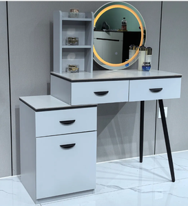 Modern Minimalist Luxury Bedroom Dressing Table with Stone Slab Extendable Smart <strong>Mirror</strong> Storage Cabinet-Integrated Makeup <strong>Vanity</strong> - Product Image 3