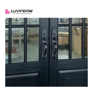 モダンデザインメーカー 木製フレンチガラススイングソリッドウッドエントランスドア木製ヒンジドア - Product Image 4