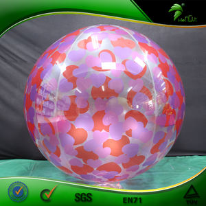 Pelota de Playa Inflable Transparente de PVC Personalizada HONGYI, Globo Transparente con Impresión de Corazón Rosa y Esfera - Product Image 2