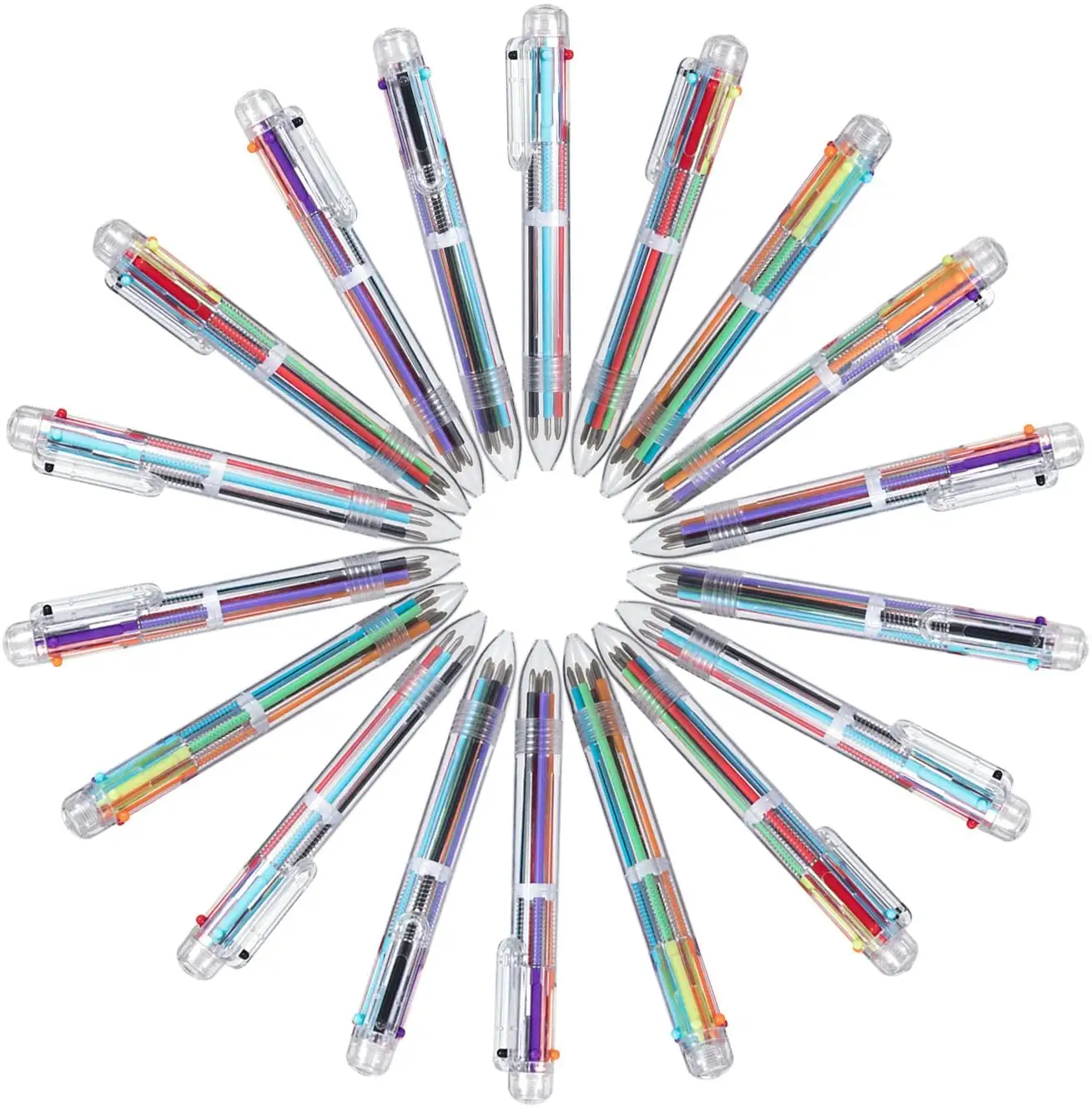 6-in-1 여러 가지 빛깔의 볼펜 6 색 개폐식 볼펜 사무실 학교 용품 학생 어린이 선물