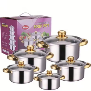 Juego de Ollas de Acero Inoxidable al por Mayor de Fábrica, Utensilios de Cocina, 10 Piezas, Olla para Sopa, Cacerolas con Caja Negra - Product Image 2