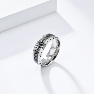 Retro-style Celtic knot Viking letter <b>titanium</b> steel <b>ring</b>, distressed, niche, unique men's artistic <b>ring</b>. - Product Image 4