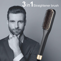 Cepillo Alisador de Cabello Profesional 3 en 1, Alisador de Barba para Hombres, Calentamiento Rápido PTC, Mini Portátil para Viajes y Hogar, CE, Anti-Quemaduras