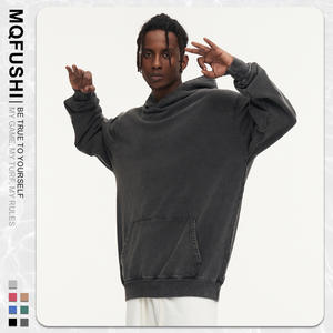 Sweat à capuche en molleton uni coupe ample style <span class=keywords><strong>vintage</strong></span> américain pour hommes et femmes, nouveau, 100 % coton, 420 g, lourd, anti-boulochage, pour l'hiver - Product Image 4