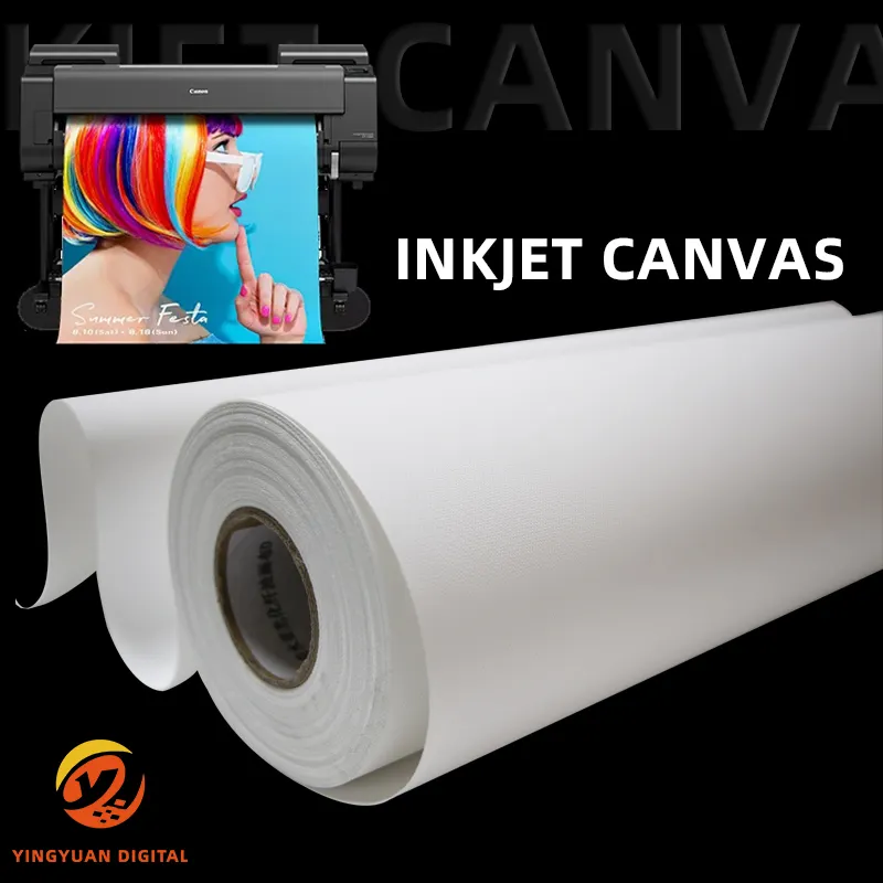 260gsm Polyester printtable 24 "x100ft Matte putih tahan air pewarna pigmen Plotter Inkjet printer kanvas Roll untuk EPSON CANON