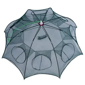 China 4 -22 Holes 2mm Mesh Steel Wire Cast Throwing Portable Automatic Folding Umbrella Fishing Net