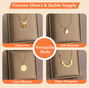 Collar Personalizado Estilo Coreano con Candado Grueso Esmaltado y Dije de Corazón en Oro de 18K para Mujer - Product Image 2