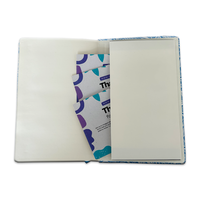 Carnet à couverture en tissu personnalisé avec poche et 2 marque-pages en ruban