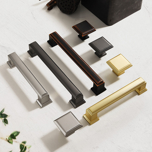 브러시드 아연 합금 모던 바 손잡이 및 손잡이형 손잡이 - 거실 캐비닛, 침실 옷장 및 서랍장용 - Product Image 1