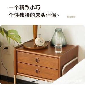 Cross-border solid wood bedside table, bedroom retro <b>small</b> storage <b>cabinet</b>, vintage furniture, stainless steel bedside storage - Product Image 3