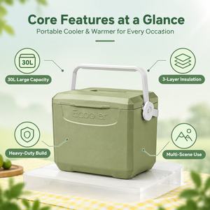 กล่องเก็บความเย็น Ecooler 30 ลิตร กันน้ำ ทนทาน พกพาสะดวก พร้อมหูหิ้ว สีเขียวมะกอก ดีไซน์ทรงสี่เหลี่ยม สำหรับเก็บอาหารกลางแจ้ง - Product Image 5