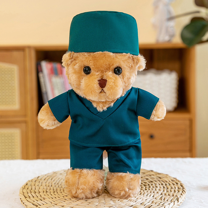 Ours en peluche rose marron clair + chapeau