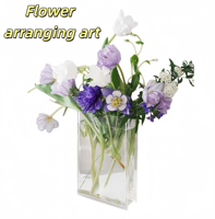 Vase en plastique créatif en forme de livre, décoration transparente pour arrangement floral, support de fleurs hydroponiques pour bureau à domicile