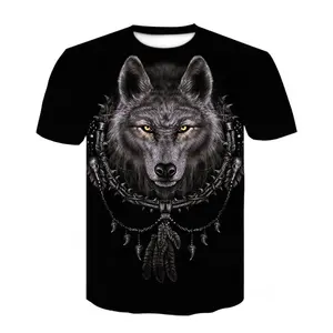Benutzer definierte Großhandel Männer heiß verkaufen Kurzarmhemd digitalen 3D-Druck Sublimation Wolf drucken Sommer T-Shirt