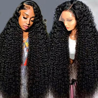 Perruques bouclées transparentes effet vague d'eau 13x6 Lace Front 360 Lace pour femmes, en cheveux humains pré-épilés, perruque Deep Wave 13x4