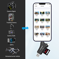 FIDECO NUEVO diseño 4 en 1 compatible tipo C Lightning conector USB TF SD Micro OTG Adaptador lector de tarjetas para Iphone