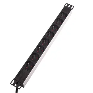 1U 19 "PDU-Buchse vom Typ Frankreich 8 Wege 16A 250V mit Kontroll leuchte