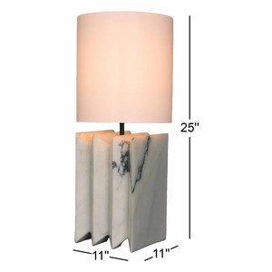 Lampe de table avec base en marbre, 11x11x25 pouces, source lumineuse LED, base d'ampoule E26, commande par interrupteur, pour salon, chambre à coucher, bureau - Product Image 1