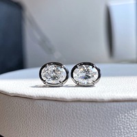 Boucles d'oreilles en diamant VVS cultivé en laboratoire certifié IGI, 2 carats, taille ovale, couleur D, plaqué or 14k 18k, clous vintage, cadeau de mariage pour femme