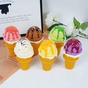 Realistic Ice Cream Cone Shape PU Squishy Toy for Office <b>Hand</b> Fidget-Unisex All Ages - Product Image 2